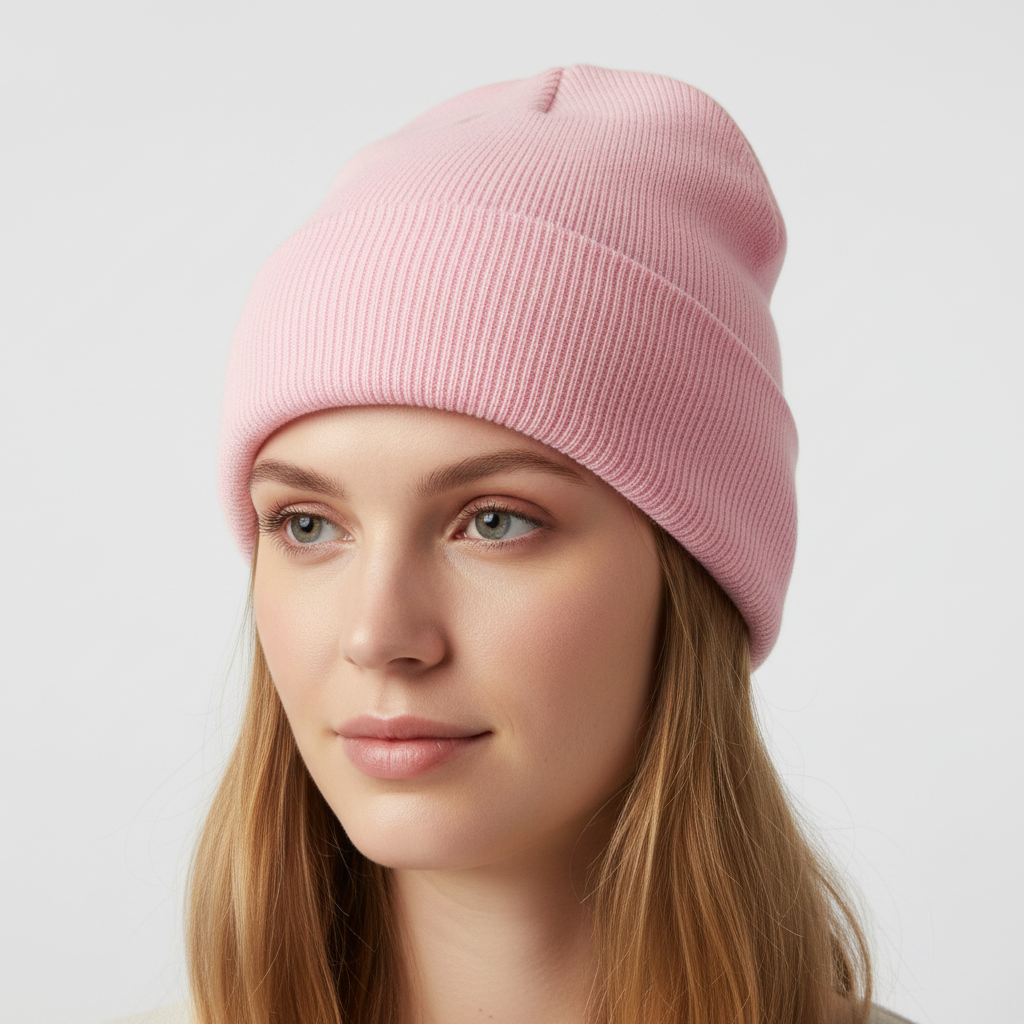 Unisex Mütze Gerippt Winter Beanie mit Umschlag in verschiedenen Farben