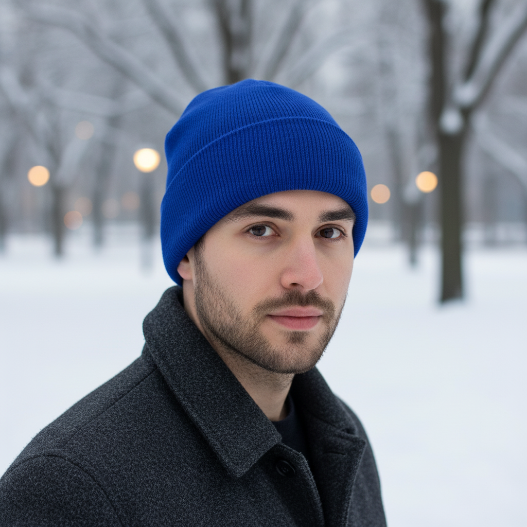 Unisex Mütze Gerippt Winter Beanie mit Umschlag in verschiedenen Farben