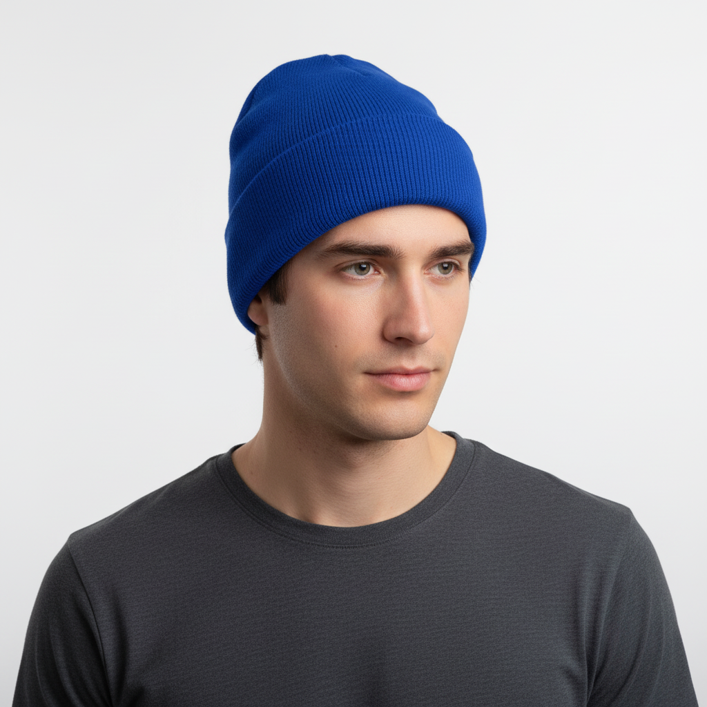 Unisex Mütze Gerippt Winter Beanie mit Umschlag in verschiedenen Farben