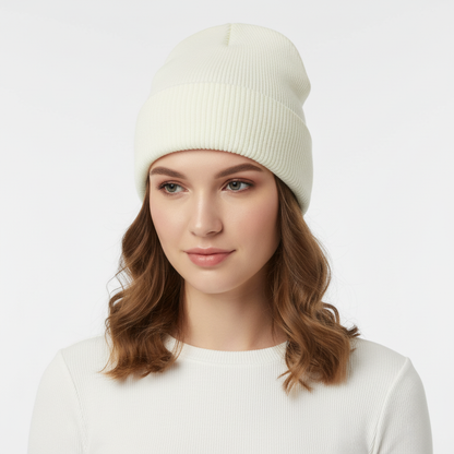 Unisex Mütze Gerippt Winter Beanie mit Umschlag in verschiedenen Farben