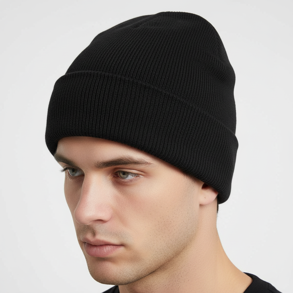 Unisex Mütze Gerippt Winter Beanie mit Umschlag in verschiedenen Farben