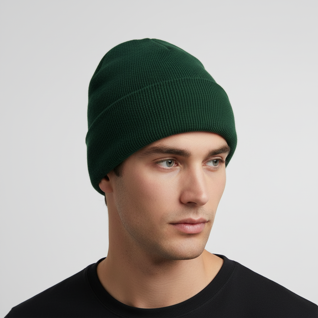 Unisex Mütze Gerippt Winter Beanie mit Umschlag in verschiedenen Farben