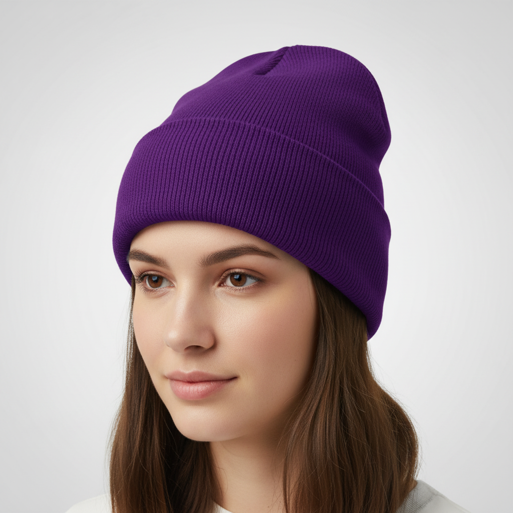 Unisex Mütze Gerippt Winter Beanie mit Umschlag in verschiedenen Farben