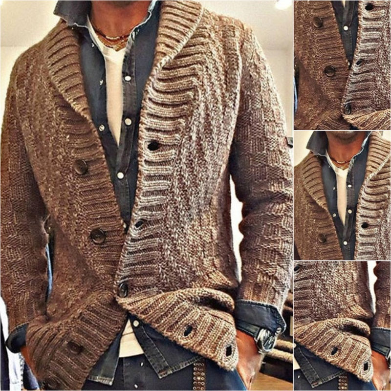 Herren Strickjacke Vintage Stil mit Reverskragen – Modische Strickjacke für Freizeit & Büro