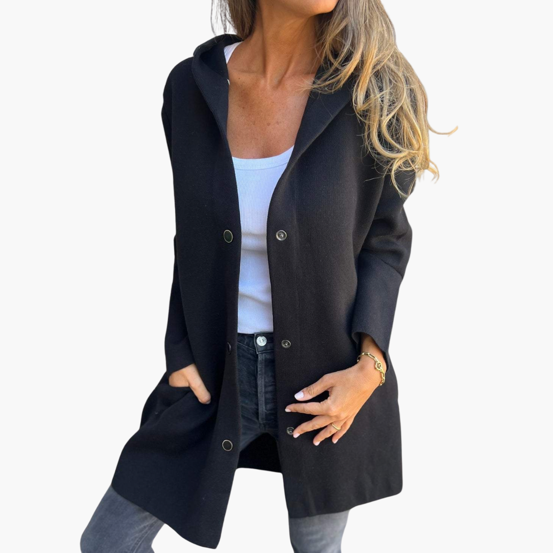 Damen Einreihige Casual Kapuzenjacke – Bequemer Alltagsstil für entspannte Momente