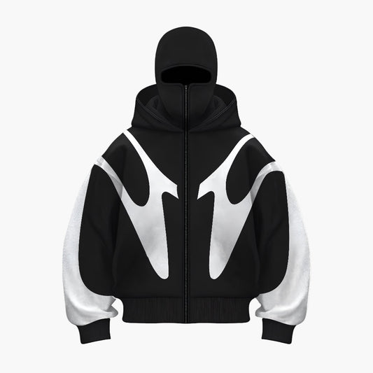 Herren Streetwear Techwear Hoodie mit Vollzip-Kapuze – Urbaner Oversize Look für Alltag & Outdoor