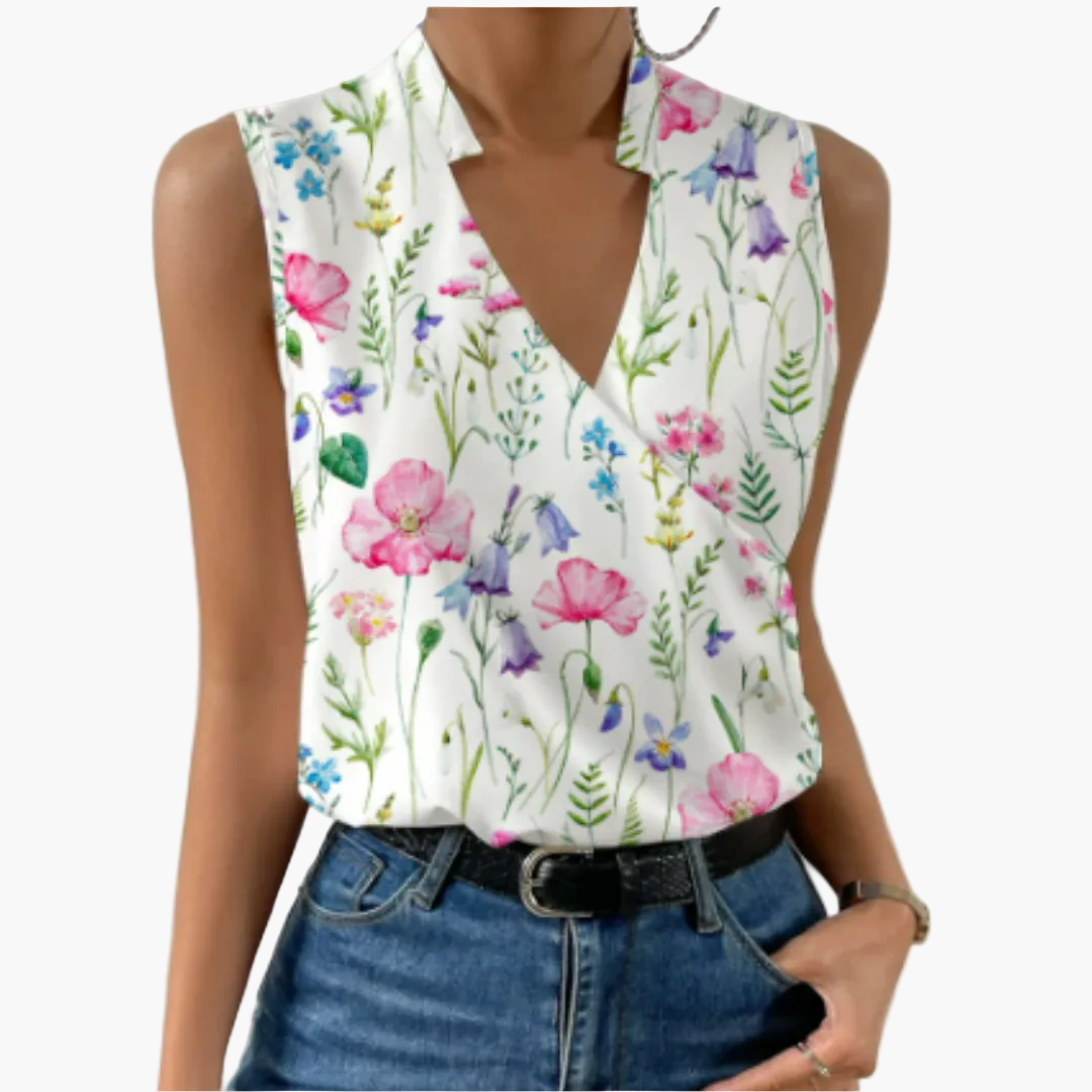 Damen Sommertop mit V-Ausschnitt – Elegantes ärmelloses Oberteil für Freizeit und Alltag