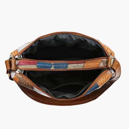 Damen Umhängetasche Patchwork Vintage Stil – Modische Schultertasche für Alltag und Freizeit