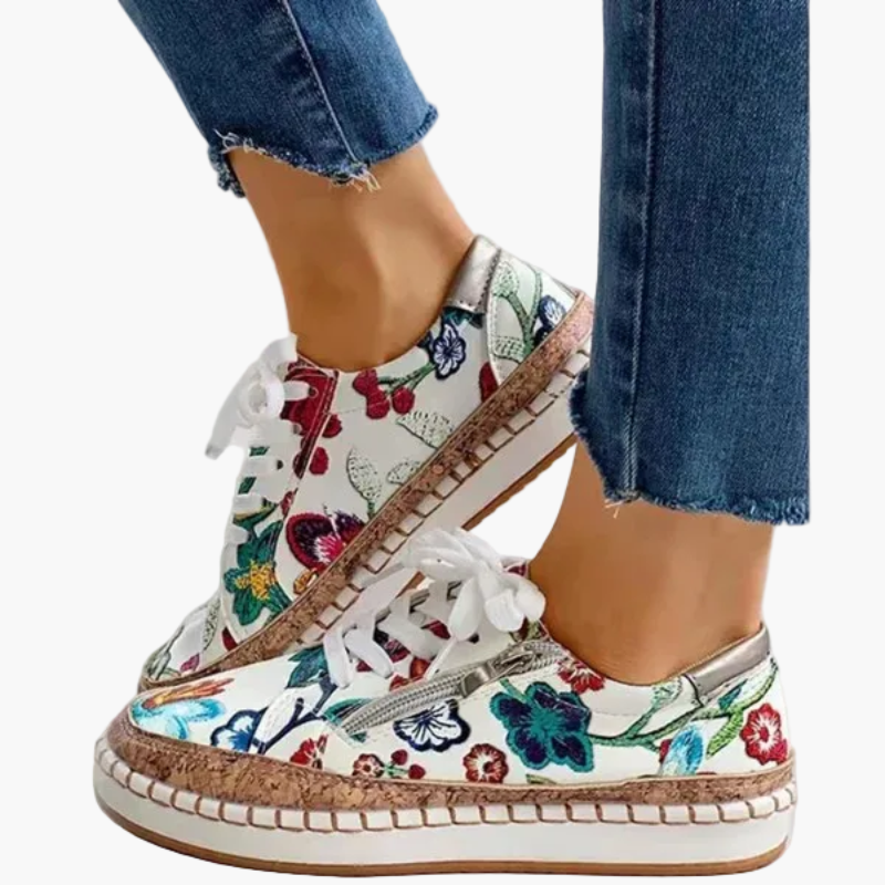 Damen Sneaker mit Blumenmuster – Modische Freizeitschuhe mit orthopädischem Komfort