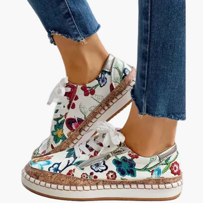 Damen Sneaker mit Blumenmuster – Modische Freizeitschuhe mit orthopädischem Komfort