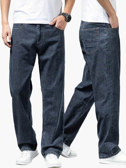 Herren Jeans Regular Fit Weit Bequem Freizeit Basic Denimhose