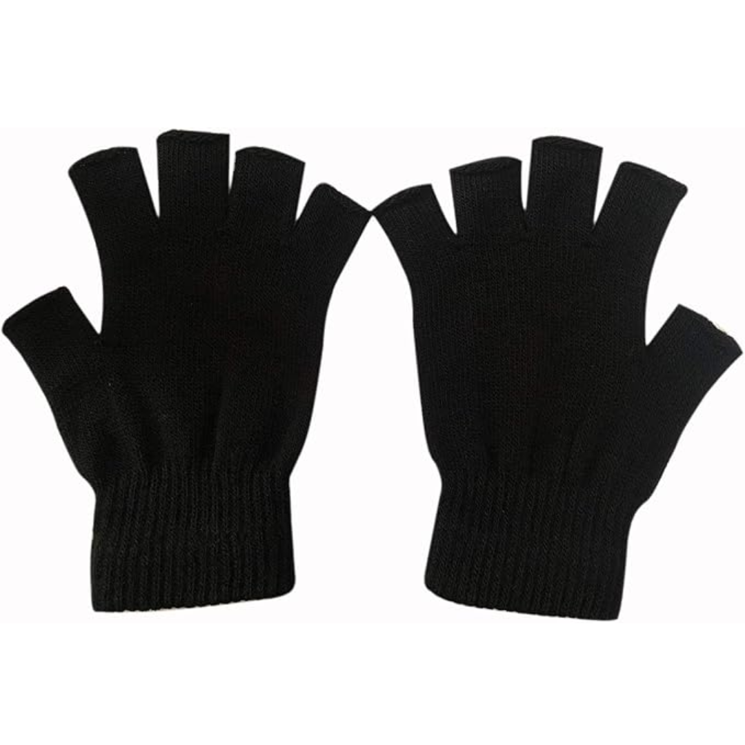 Schwarze Fingerlose Handschuhe Unisex Gestrickt Warm
