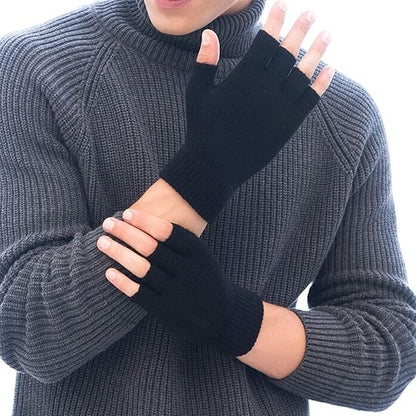 Schwarze Fingerlose Handschuhe Unisex Gestrickt Warm