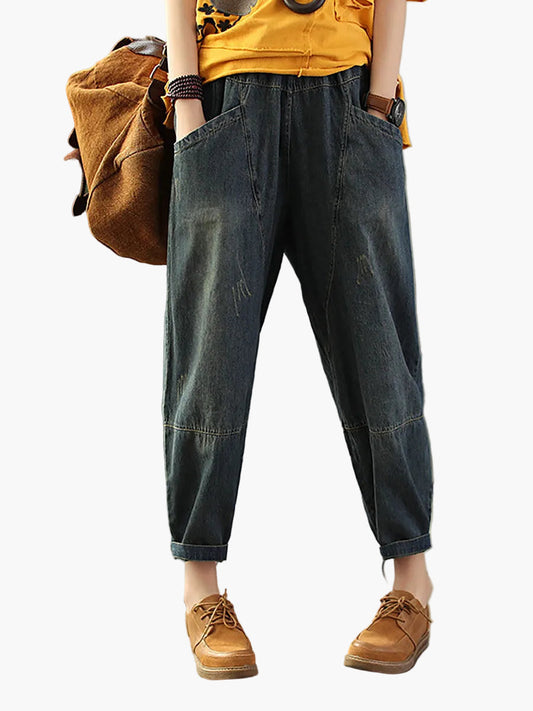 Damen Harem Jeanshose im lockeren Casual-Stil für Alltag und Freizeit