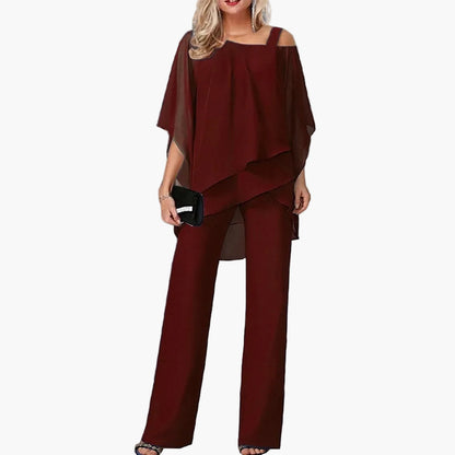 Damen-Hosenanzug mit asymmetrischer Silhouette und weitem Bein
