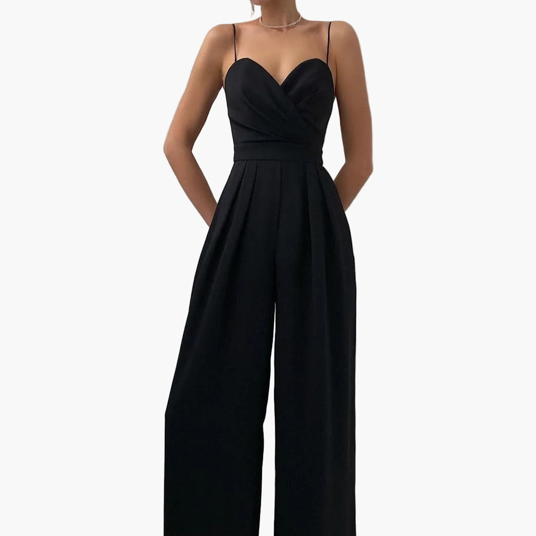 Damen Eleganter Jumpsuit mit Weitem Bein und Spaghettiträgern – Stilvoller Overall für Alltag und besondere Anlässe