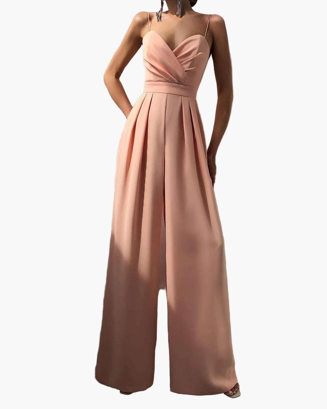 Damen Eleganter Jumpsuit mit Weitem Bein und Spaghettiträgern – Stilvoller Overall für Alltag und besondere Anlässe
