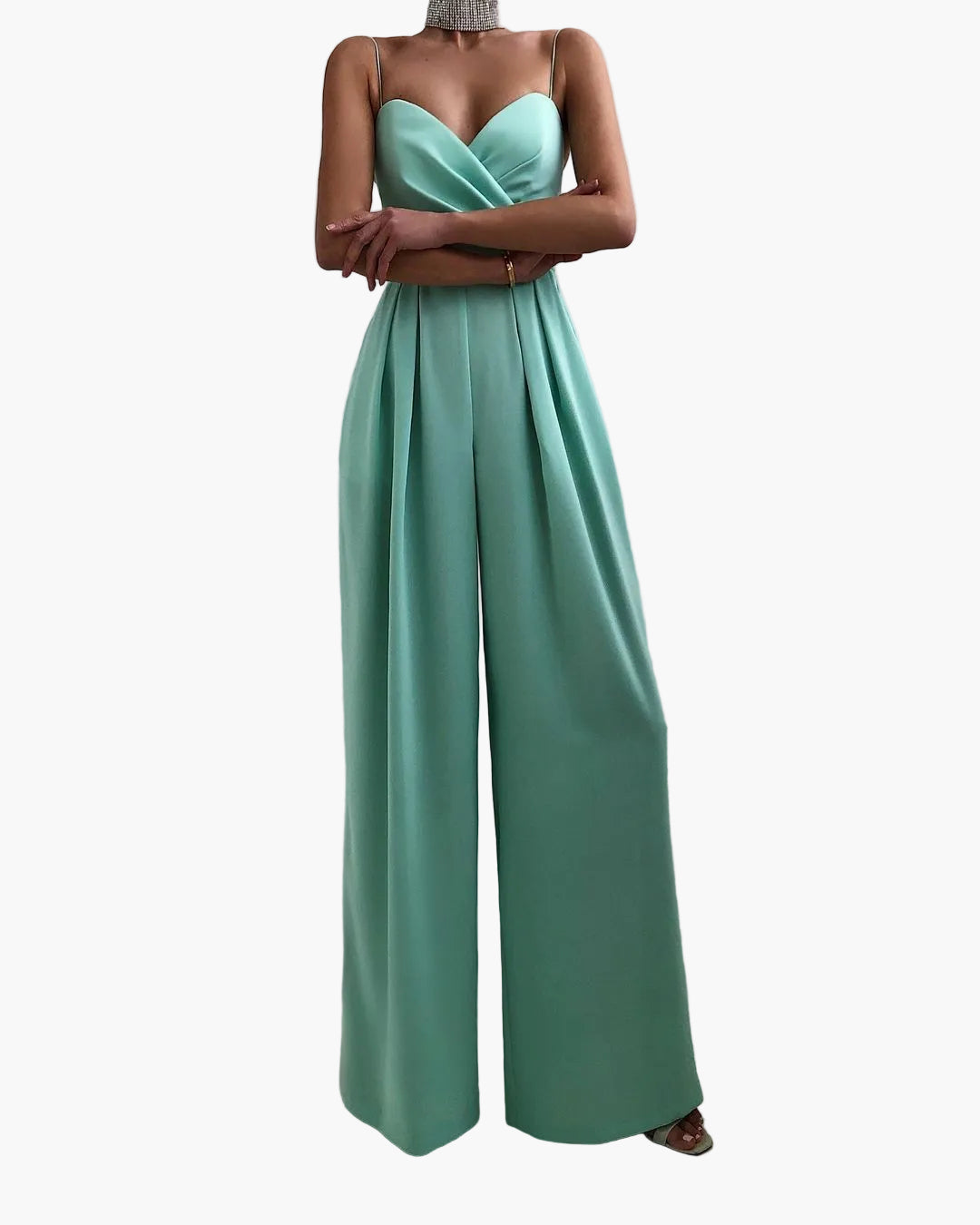 Damen Eleganter Jumpsuit mit Weitem Bein und Spaghettiträgern – Stilvoller Overall für Alltag und besondere Anlässe