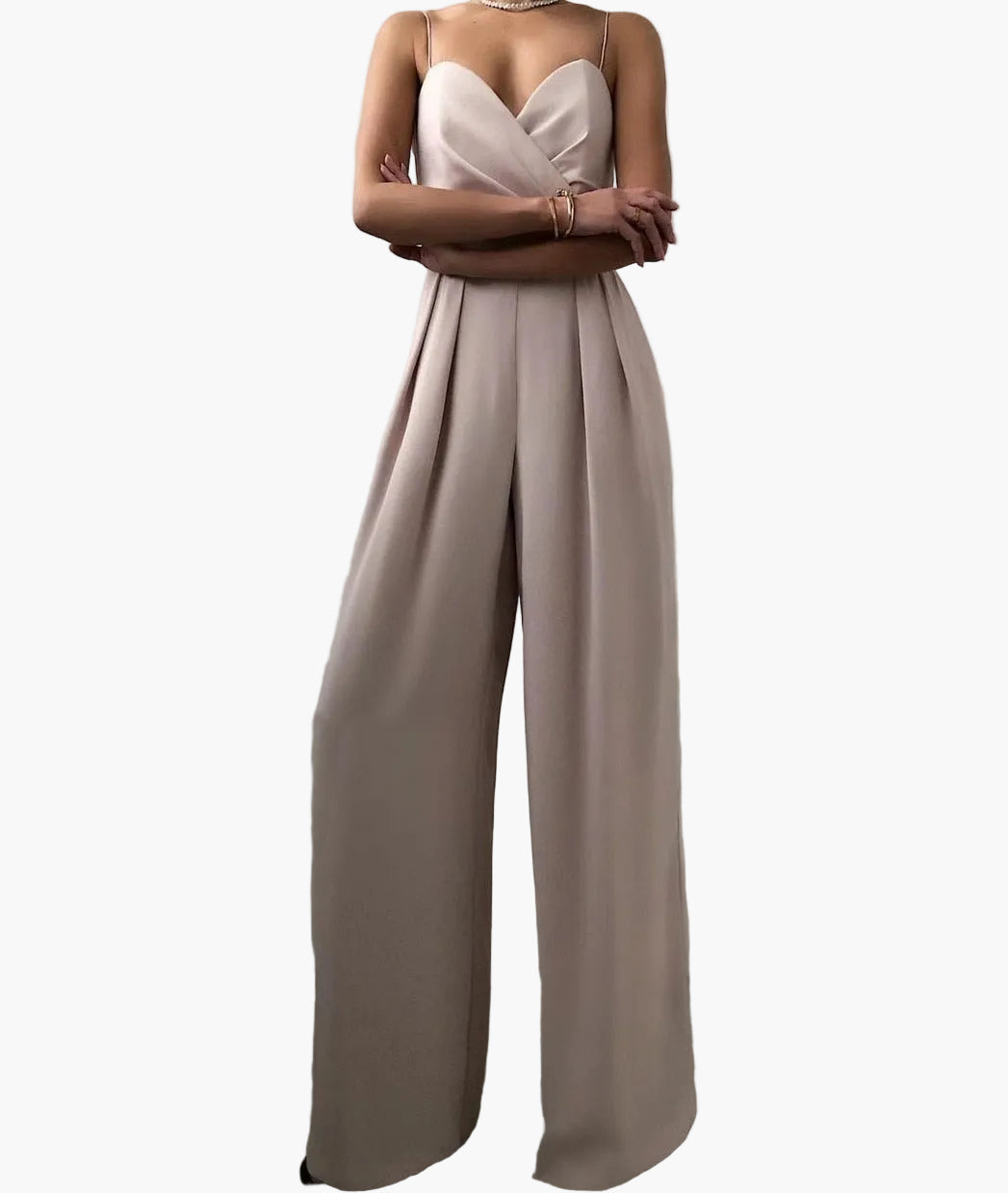 Damen Eleganter Jumpsuit mit Weitem Bein und Spaghettiträgern – Stilvoller Overall für Alltag und besondere Anlässe