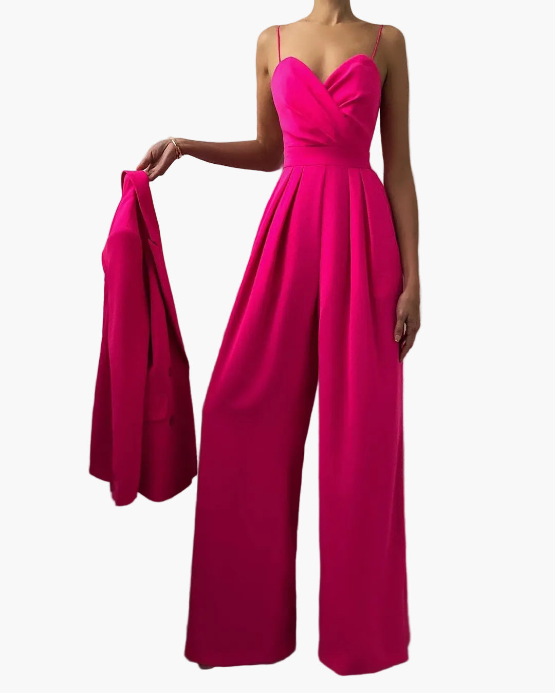 Damen Eleganter Jumpsuit mit Weitem Bein und Spaghettiträgern – Stilvoller Overall für Alltag und besondere Anlässe