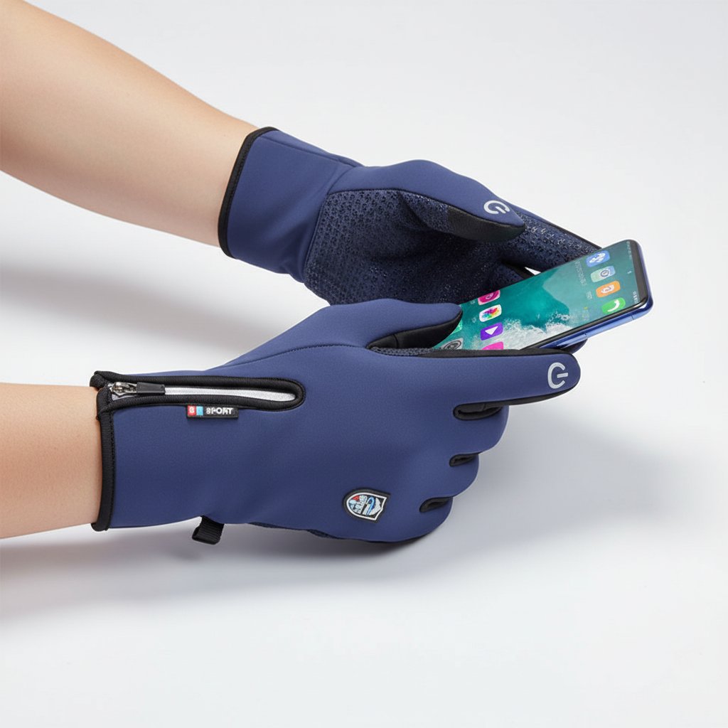 Unisex Winter Fahrradhandschuhe mit Reißverschluss & Touchscreen-Funktion