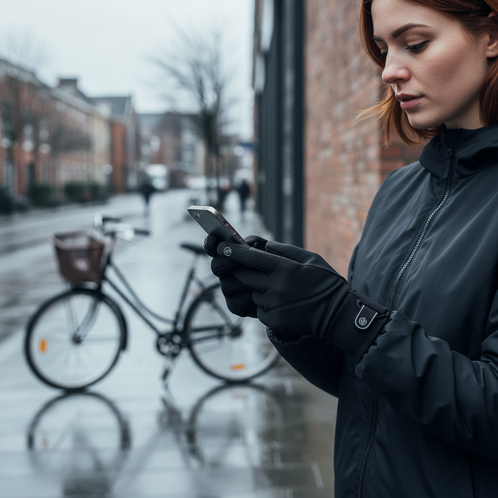Unisex Touchscreen-Handschuhe Schwarz | Grau mit Rippbündchen & Anti-Rutsch-Grip