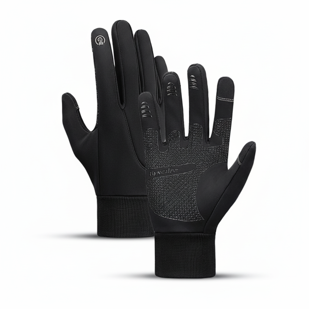 Unisex Touchscreen-Handschuhe Schwarz | Grau mit Rippbündchen & Anti-Rutsch-Grip
