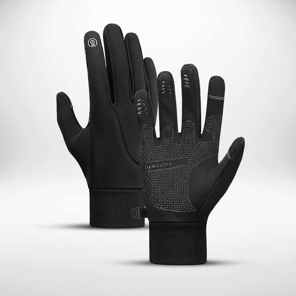 Unisex Touchscreen-Handschuhe Schwarz | Grau mit Rippbündchen & Anti-Rutsch-Grip