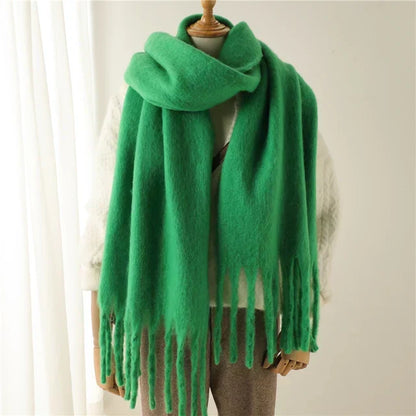 Unisex Winter Schal mit Fransen Weicher Flauschiger Winterschal