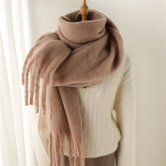 Unisex Winter Schal mit Fransen Weicher Flauschiger Winterschal