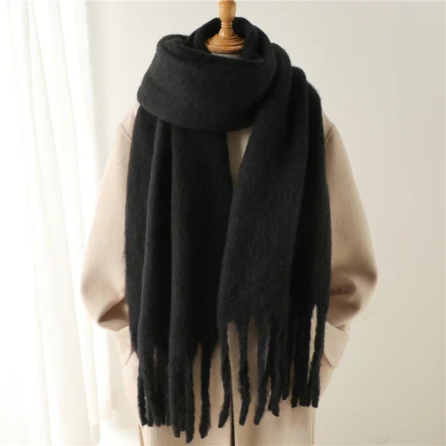 Unisex Winter Schal mit Fransen Weicher Flauschiger Winterschal