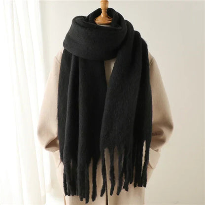 Unisex Winter Schal mit Fransen Weicher Flauschiger Winterschal