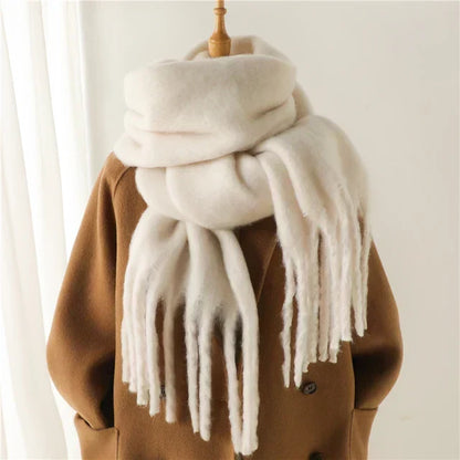 Unisex Winter Schal mit Fransen Weicher Flauschiger Winterschal
