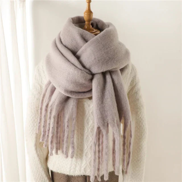 Unisex Winter Schal mit Fransen Weicher Flauschiger Winterschal