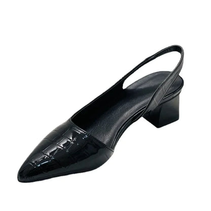 Damen Slingback Pumps mit spitzer Zehenpartie – Elegante Vintage-Sandaletten mit Blockabsatz für Alltag und besondere Anlässe