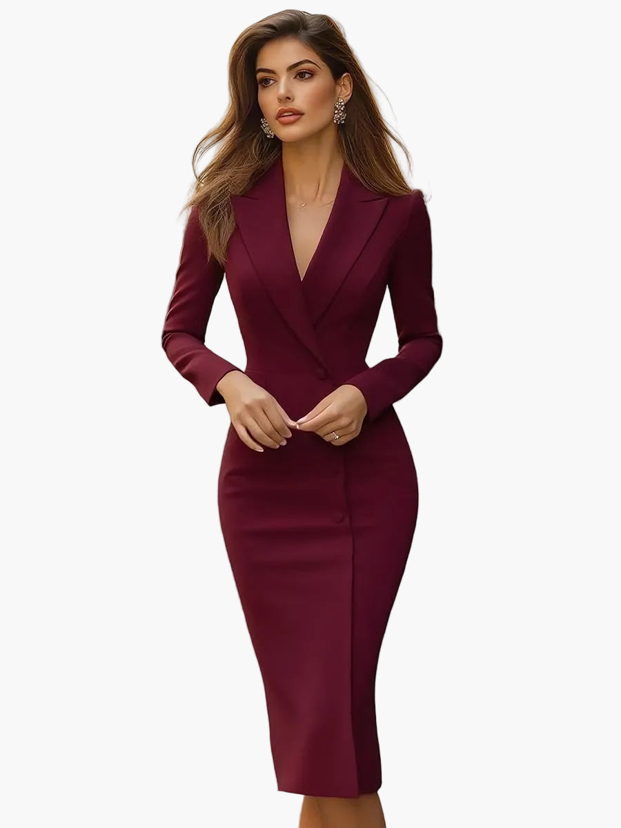 Damen Business-Etuikleid in taillierter Blazer-Optik