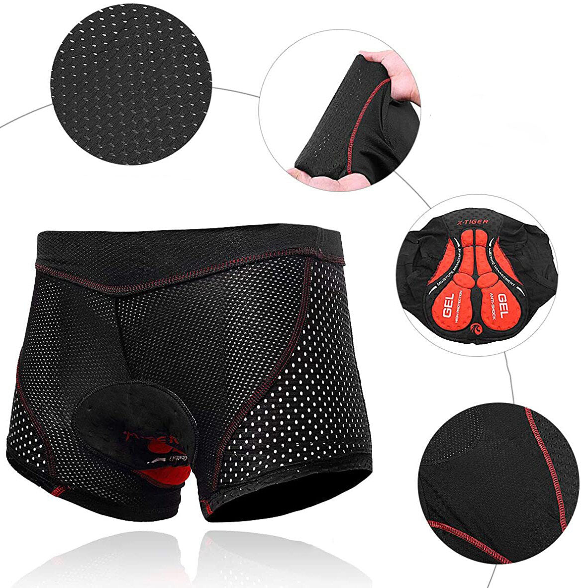 Herren Fahrradhose mit 5D-Gel-Polster – Atmungsaktive, stoßdämpfende Radunterhose für Mountainbike, Rennrad & Pendler