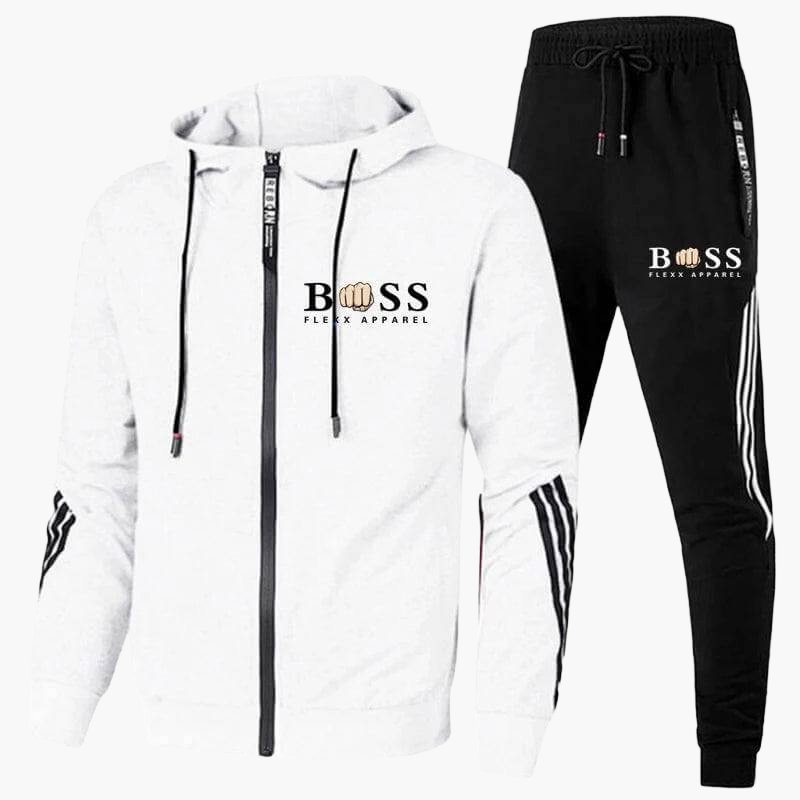 Sportlicher Herren-Trainingsanzug mit Kapuzenjacke und Kontrastdetails