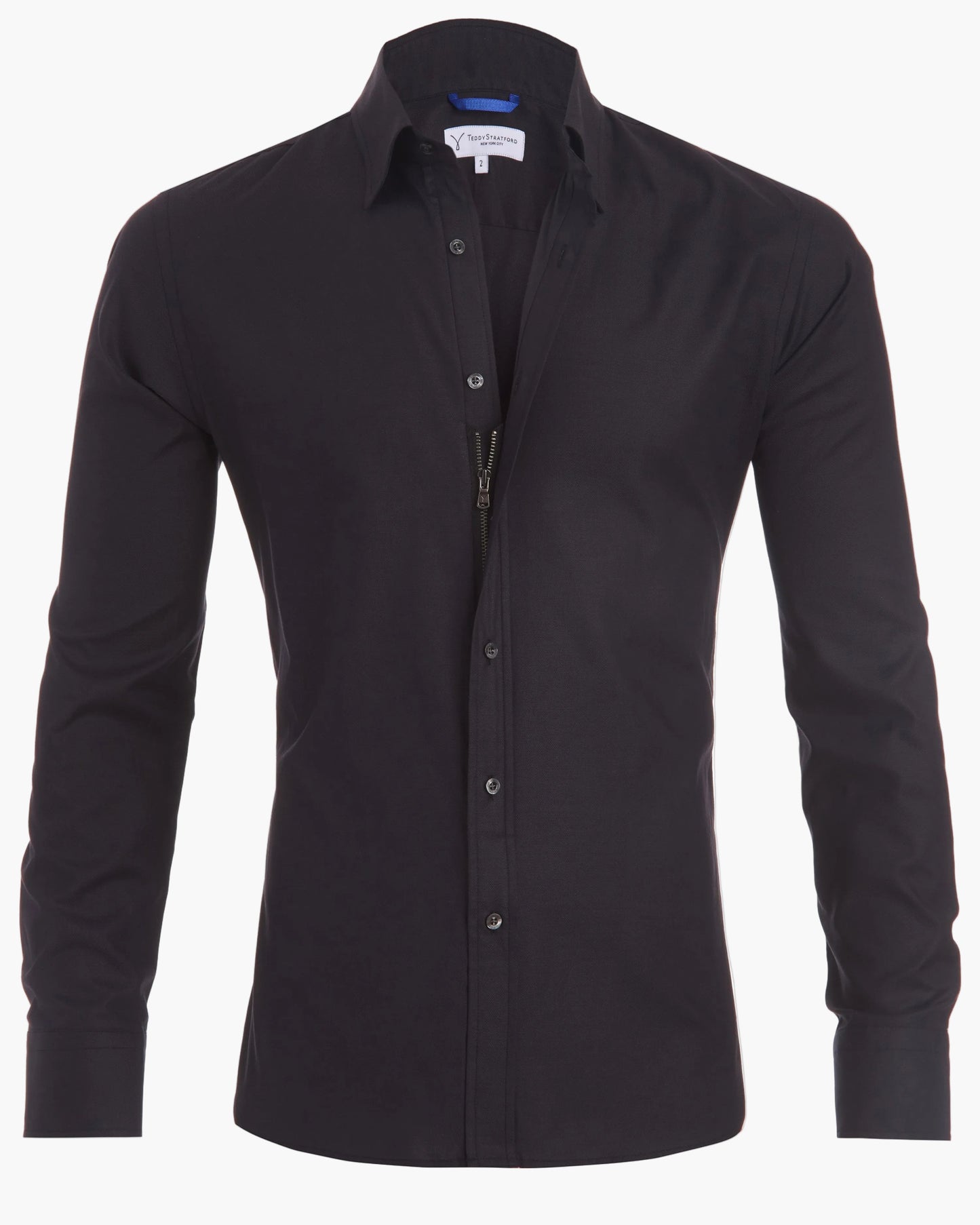 Herren Slim Fit Hemd mit verdecktem Reißverschluss – Modernes Business & Freizeit Design