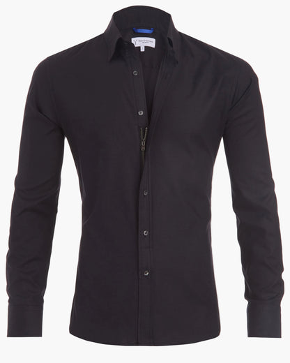 Herren Slim Fit Hemd mit verdecktem Reißverschluss – Modernes Business & Freizeit Design