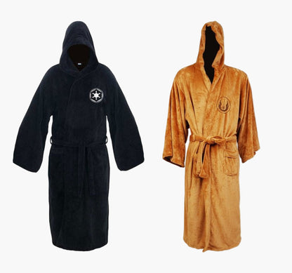 Herren Bademantel im Jedi & Sith Cosplay Stil – Flanell, Kapuze, Extra Lang, Ideal für Zuhause und Kostümpartys