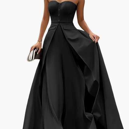 Damen Elegantes Abendkleid mit Bandeau-Design und Knopfleiste – Perfekt für festliche Anlässe