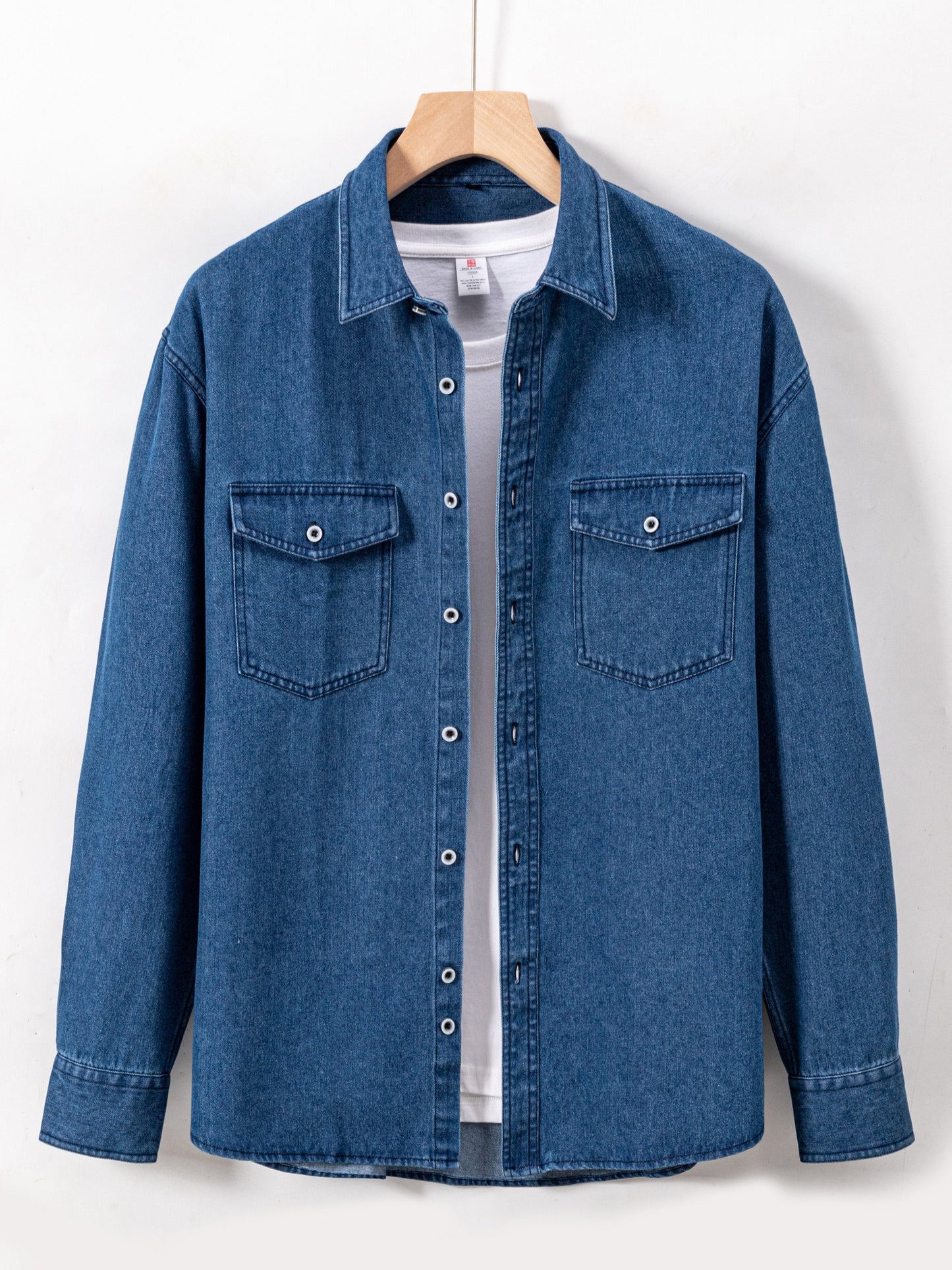 Jeanshemd Herren Langarm Regular Fit Denim-Hemd mit Brusttasche