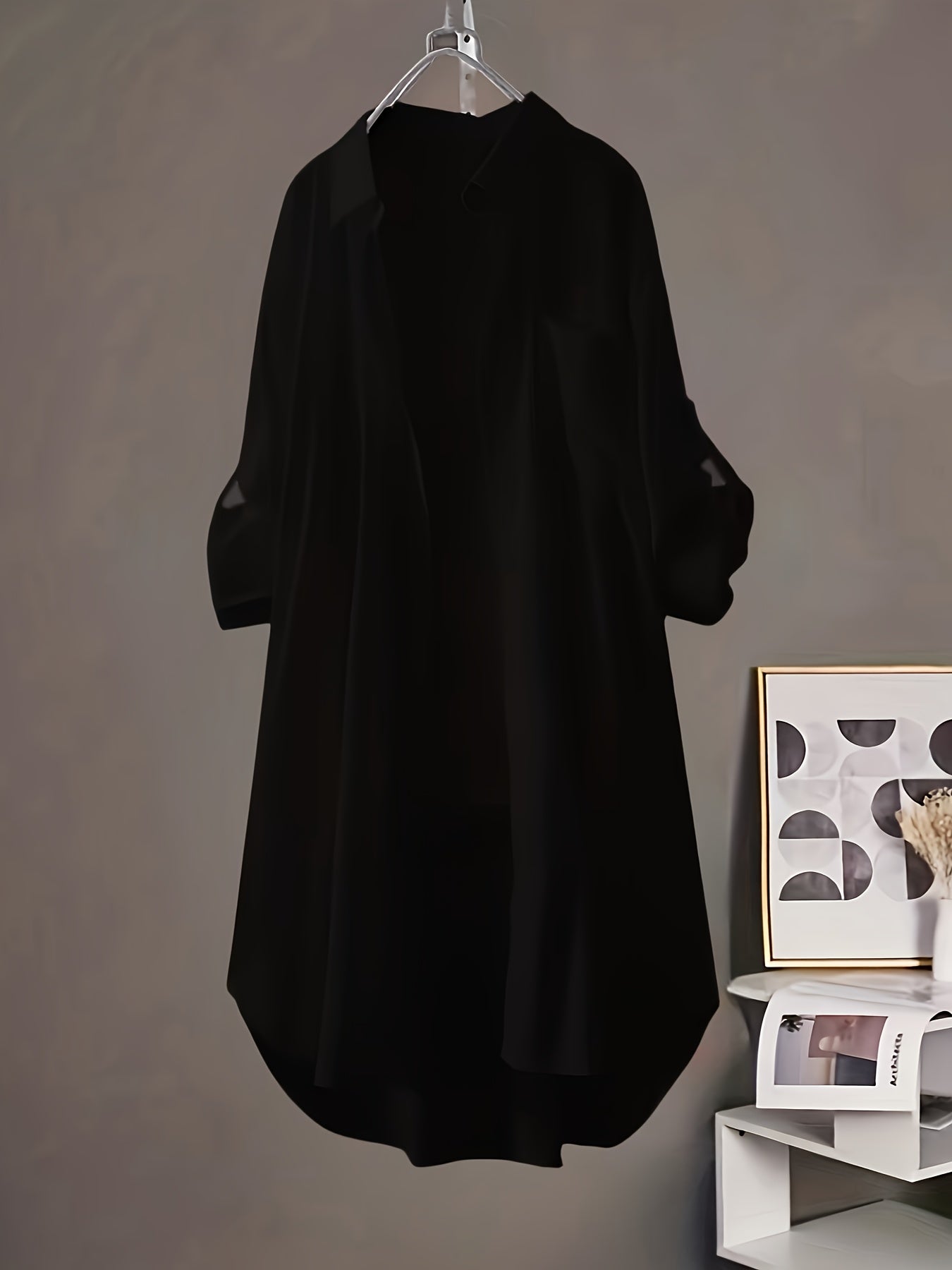 Damen Oversize Hemdblusenkleid mit lässigem Layer-Look – Ideal für Alltag und Büro