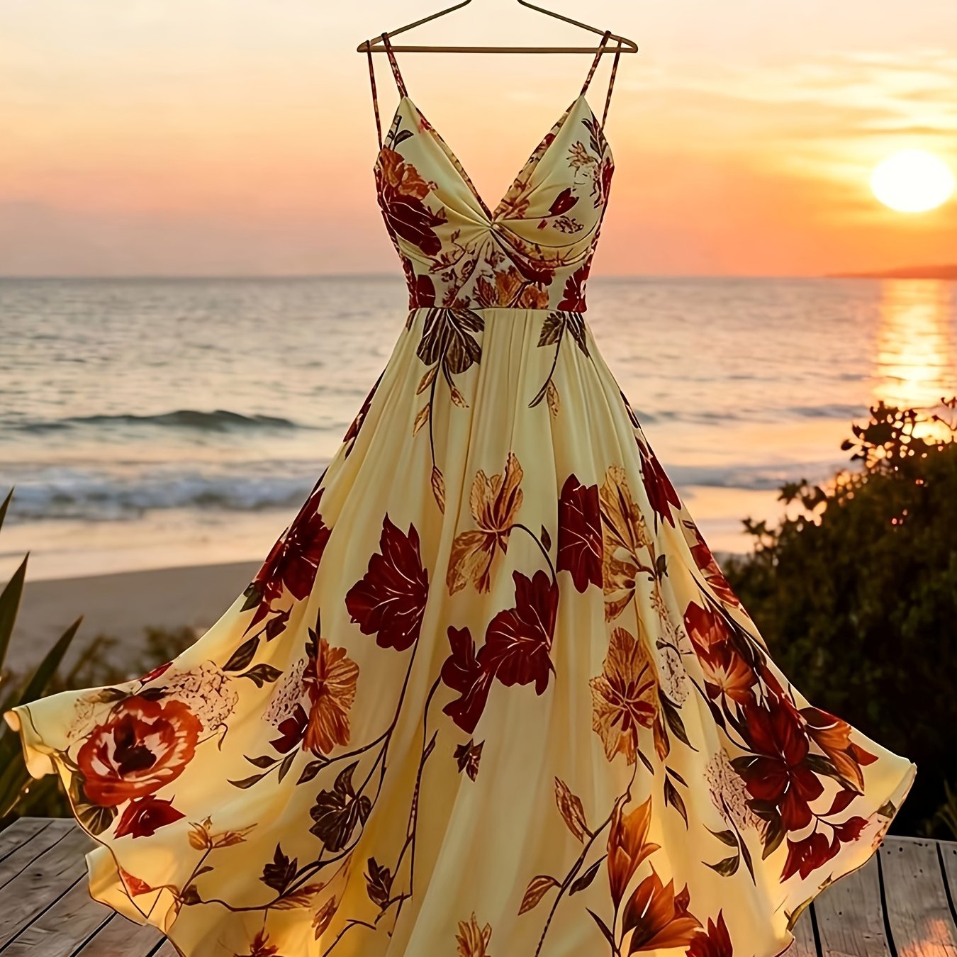 Damen Maxikleid mit romantischem Blumendruck und Eleganz für besondere Anlässe