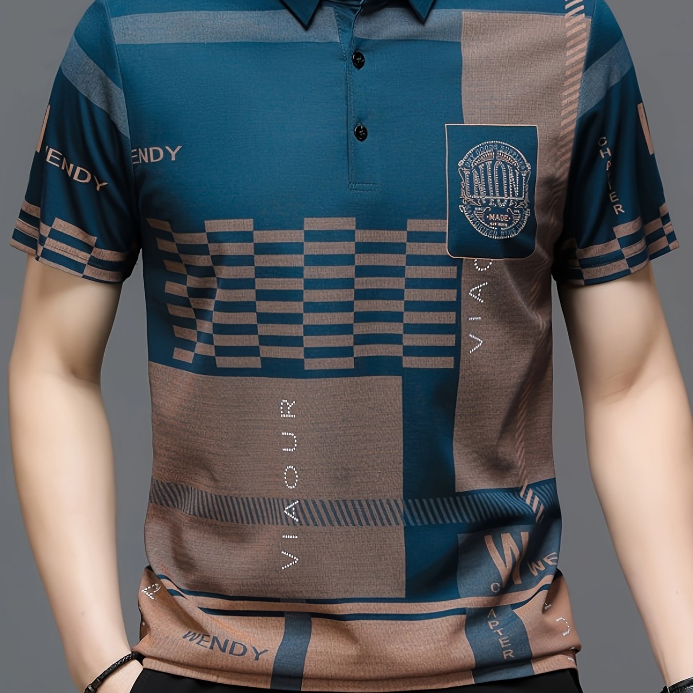 Herren Polohemd Modern Grafikmuster Kurzarm – Stilvolles Freizeitshirt mit Kragen