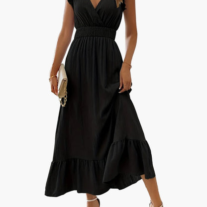 Damen Elegantes Maxikleid mit Volantärmeln und Schmeichelnder Taille – Perfekt für Sommer und besondere Anlässe
