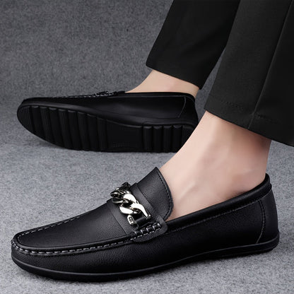 Herren Mokassins mit Kettendetail – Elegante Business und Freizeit Loafer