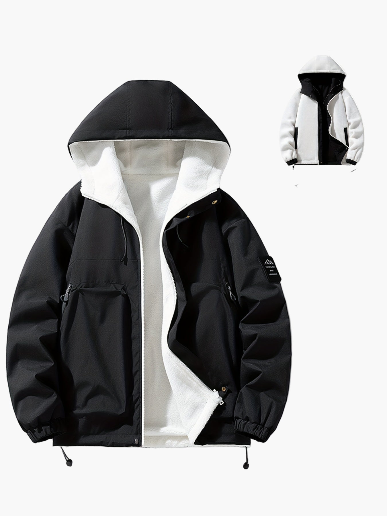 Herren Kapuzenjacke Casual Streetwear für Herbst und Winter, warm gefüttert, Outdoor