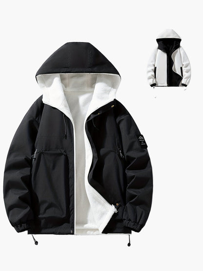 Herren Kapuzenjacke Casual Streetwear für Herbst und Winter, warm gefüttert, Outdoor